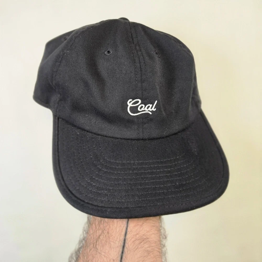 Coal Script Logo Dad Hat Black Coal Headwear Adjustable Strapback GUC Cap Skate